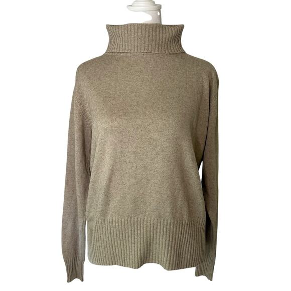 ZZ Silk vintage cream tan turtleneck knit sweater size M - Picture 1 of 12